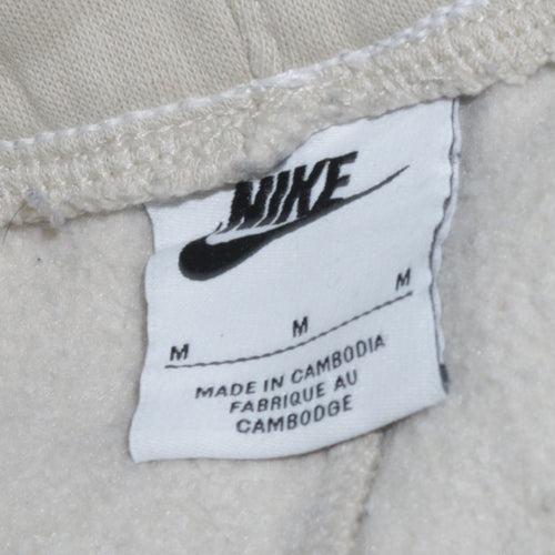 Nike Men's Beige Fleece Sweatpants M Regular Fit Casual Logo