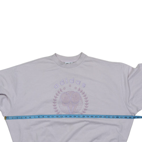 Adidas Womens Beige Tennis Academy Sweatshirt Size 12 Cotton Blend