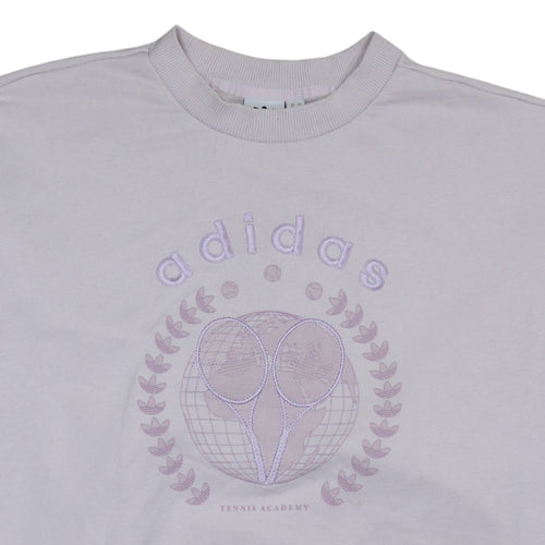 Adidas Womens Beige Tennis Academy Sweatshirt Size 12 Cotton Blend