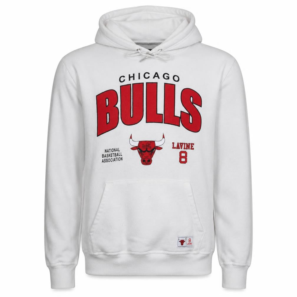 Front view of NBA Chicago Bulls LaVine 8 White Men's Pullover Hoodie M