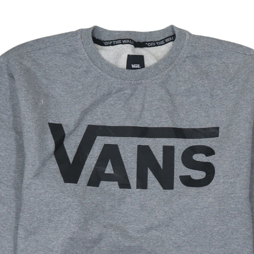Vans Men's Grey Logo Crew Neck Pullover Sweatshirt Size L