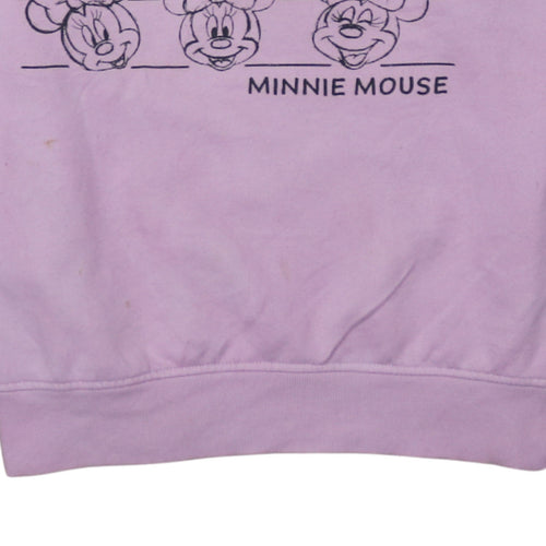 Disney Women Pink Minnie Mouse Graphic Crew Neck Sweatshirt XS