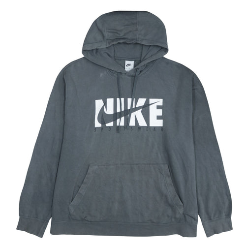 Nike Men Grey 2XL Pullover Hoodie Sportswear Fleece Graphic Print
