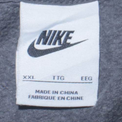 Nike Men Grey 2XL Pullover Hoodie Sportswear Fleece Graphic Print