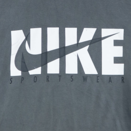 Nike Men Grey 2XL Pullover Hoodie Sportswear Fleece Graphic Print
