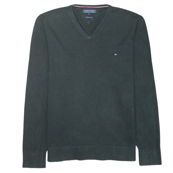 Tommy Hilfiger Men Black V-Neck Cotton Pullover Jumper M