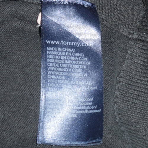 Tommy Hilfiger Men Black V-Neck Cotton Pullover Jumper M