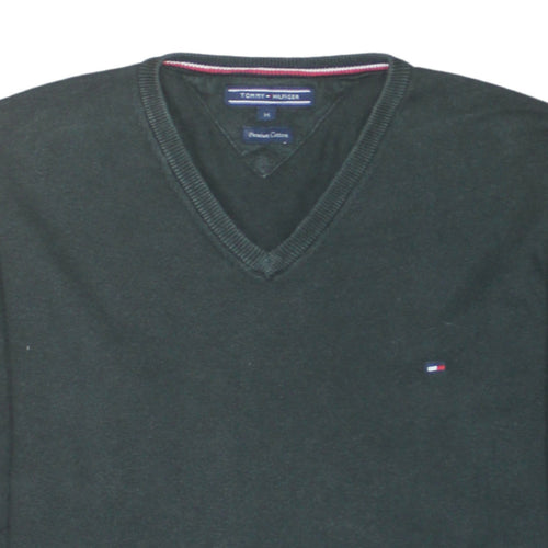 Tommy Hilfiger Men Black V-Neck Cotton Pullover Jumper M