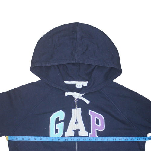 GAP Womens Navy Blue Full Zip Hoodie L Hooded Cotton Blend Sweatshirt