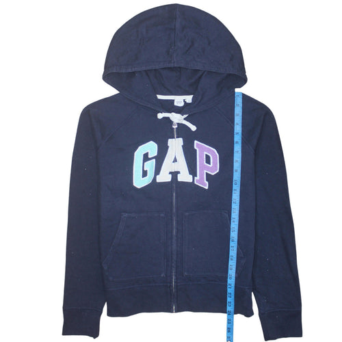 GAP Womens Navy Blue Full Zip Hoodie L Hooded Cotton Blend Sweatshirt