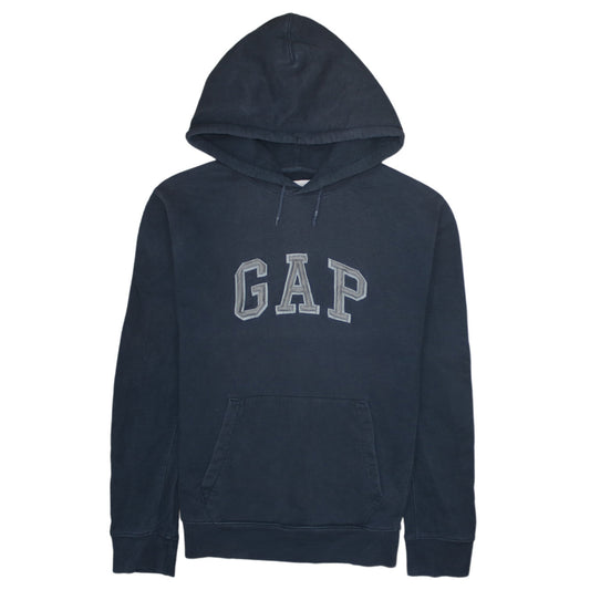 GAP Mens Blue Pullover Hoodie Small Logo Fleece Sweatshirt
