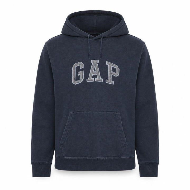 Gap Mens Blue Pullover Hoodie Small Logo Fleece Sweatshirt
