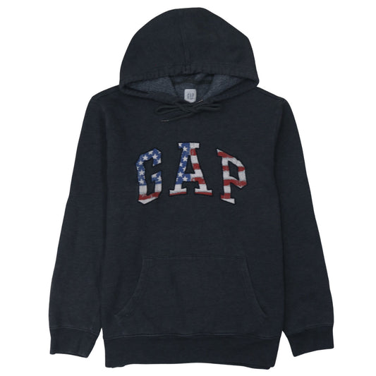 GAP Women's Black Pullover Hoodie American Flag Logo Size L