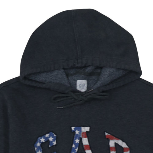 GAP Women's Black Pullover Hoodie American Flag Logo Size L
