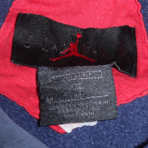 Jordan Women Navy Blue & Red Pullover Hoodie Medium Cotton Blend
