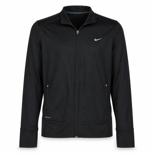 Front view of Nike Men's Black Dri-Fit Full Zip Sweatshirt Jacket M