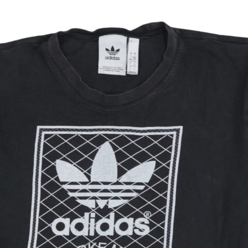 adidas Men Black L Graphic Trefoil Sports Cotton T-Shirt