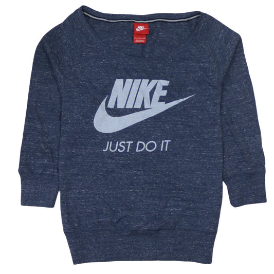 Nike Women Blue Scoop Neck 3/4 Sleeve Just Do It T-Shirt Size S