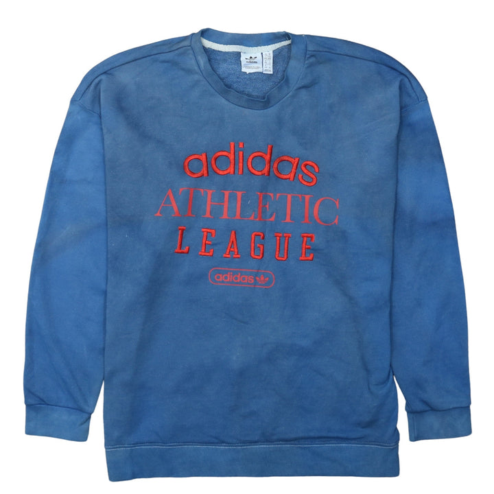 Adidas Womens Blue Athletic League Embroidered Pullover Sweatshirt UK 14