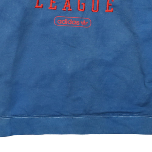 Adidas Womens Blue Athletic League Embroidered Pullover Sweatshirt UK 14