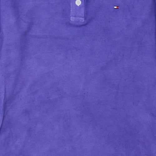 Tommy Hilfiger Men's Purple Long Sleeve Cotton Polo Shirt M