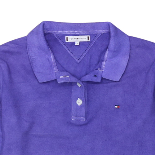Tommy Hilfiger Men's Purple Long Sleeve Cotton Polo Shirt M