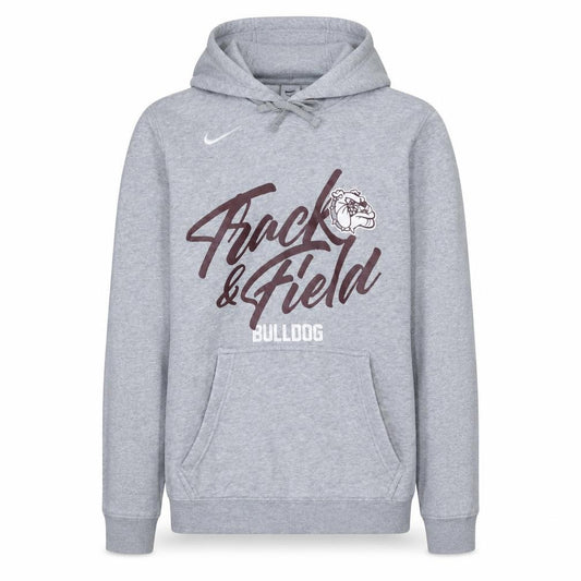 Front view of Nike Men's Grey Track & Field Bulldog Pullover Hoodie Small