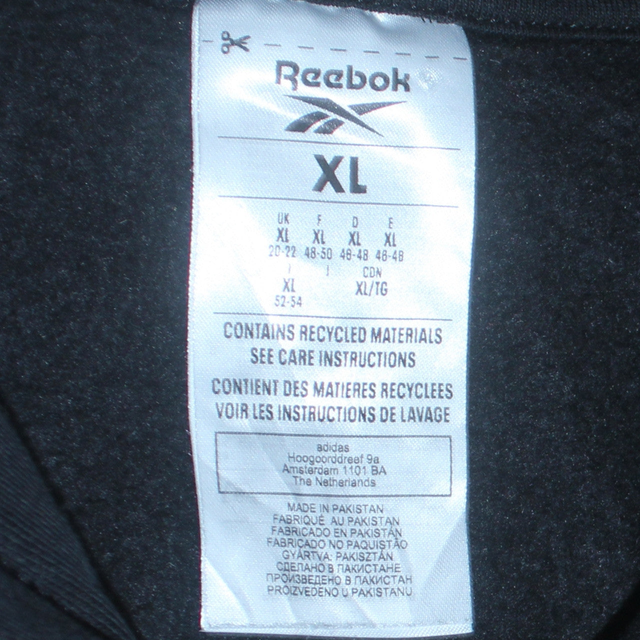 Reebok Womens Black XL Pullover Hoodie Leopard Logo Fleece Lined