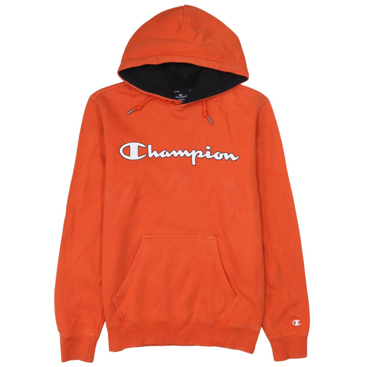 Champion Men's Orange Small Pullover Hoodie with Logo Print