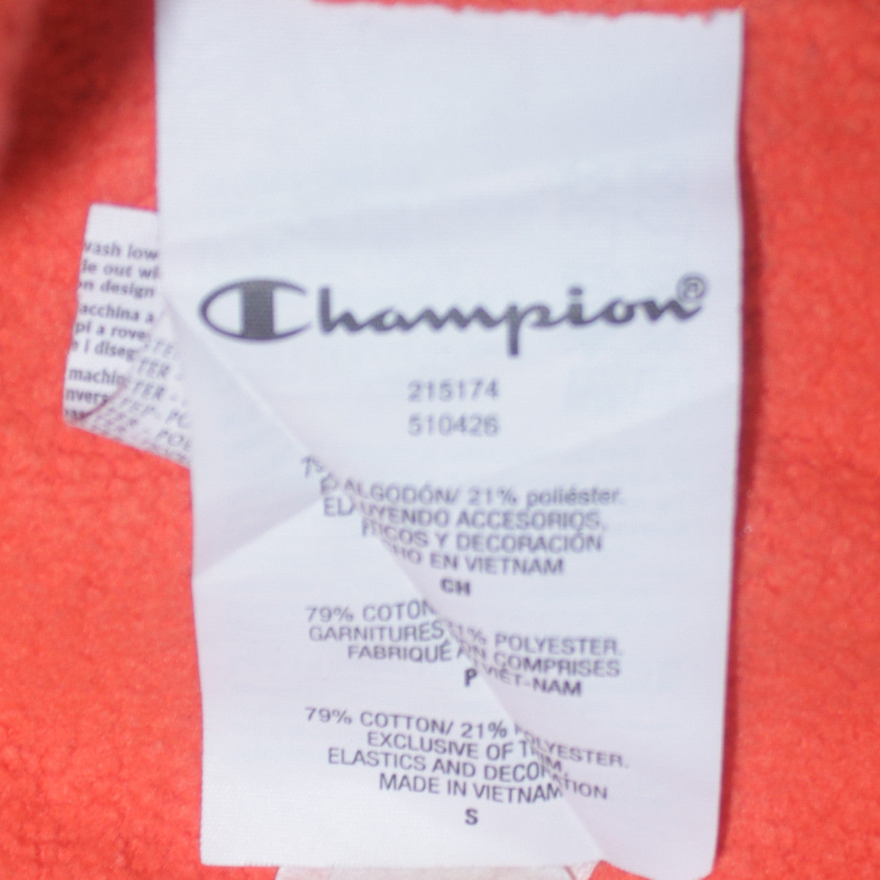Champion Men's Orange Small Pullover Hoodie with Logo Print