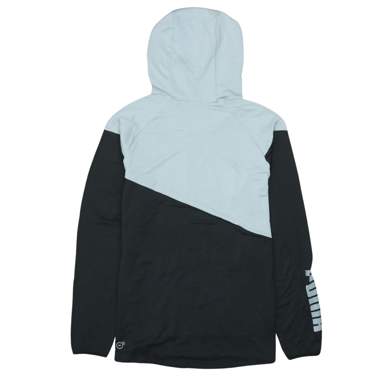 Puma Men's Black & Grey Colourblock Hooded Long Sleeve T-Shirt S