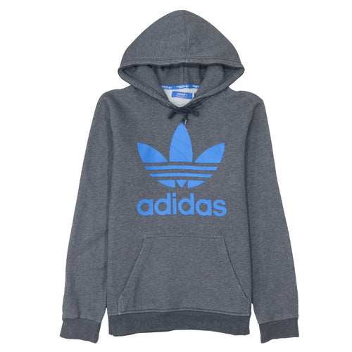 Adidas Men's Grey Pullover Hoodie Small Logo Fleece Sweatshirt