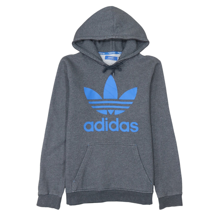 Adidas Men's Grey Pullover Hoodie Small Logo Fleece Sweatshirt