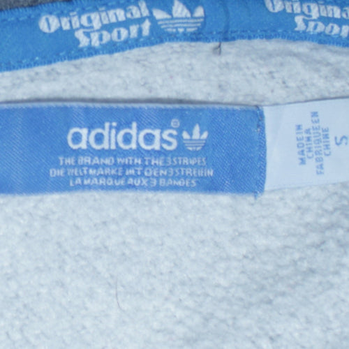 Adidas Men's Grey Pullover Hoodie Small Logo Fleece Sweatshirt