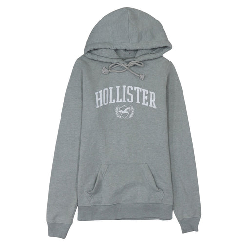 Hollister Men's Grey Pullover Hoodie S Logo Fleece Sweatshirt