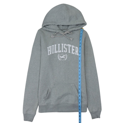 Hollister Men's Grey Pullover Hoodie S Logo Fleece Sweatshirt