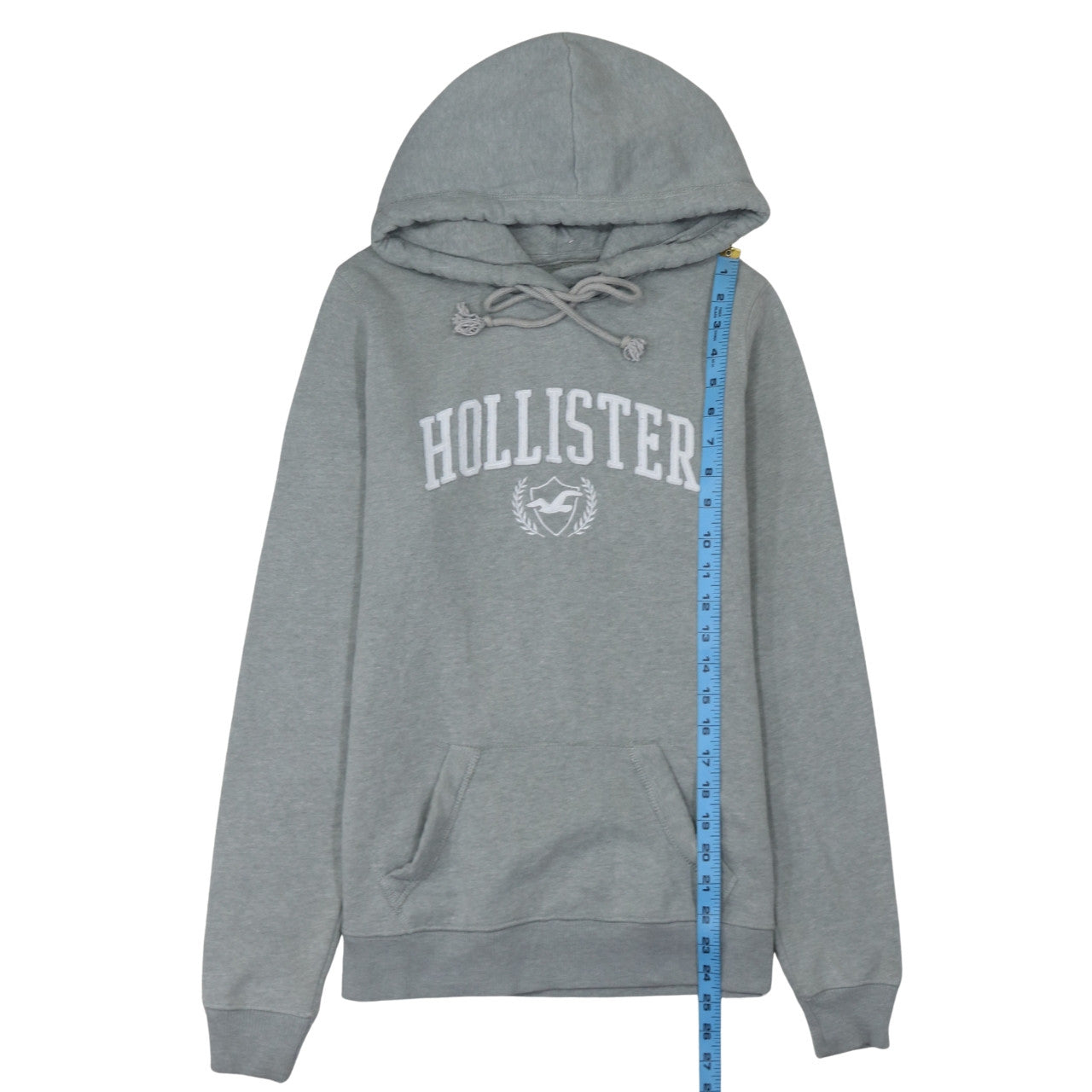 Hollister Men's Grey Pullover Hoodie S Logo Fleece Sweatshirt