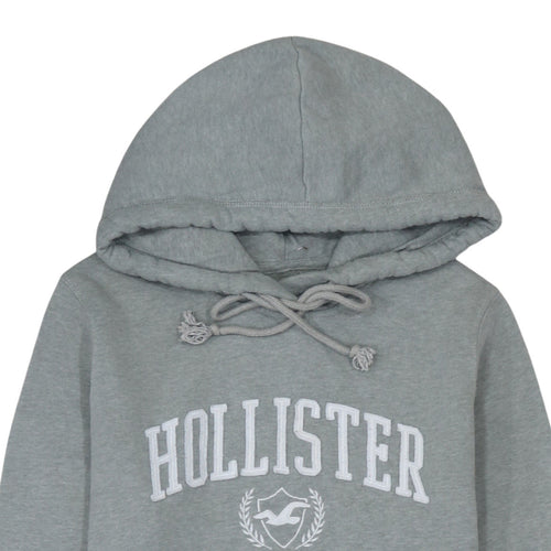 Hollister Men's Grey Pullover Hoodie S Logo Fleece Sweatshirt