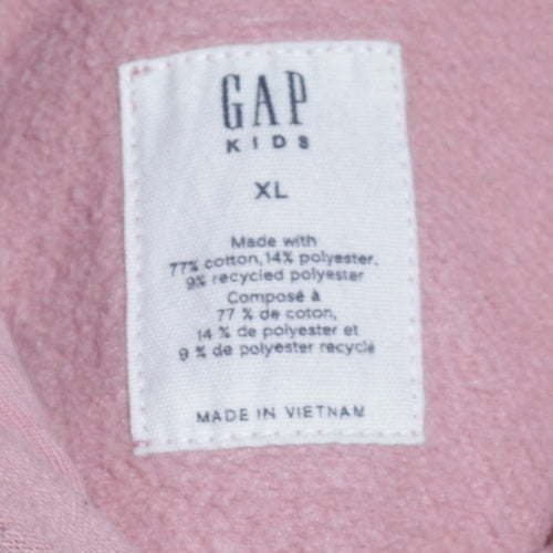 GAP Kids Girls Pink Pullover Hoodie XL 12-13 Years Logo Fleece Sweatshirt