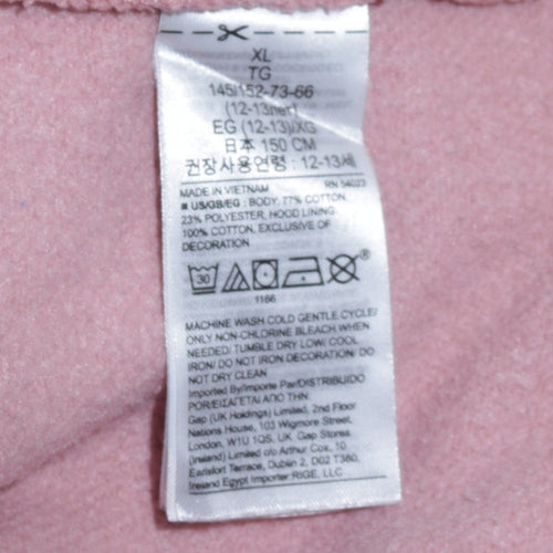 GAP Kids Girls Pink Pullover Hoodie XL 12-13 Years Logo Fleece Sweatshirt