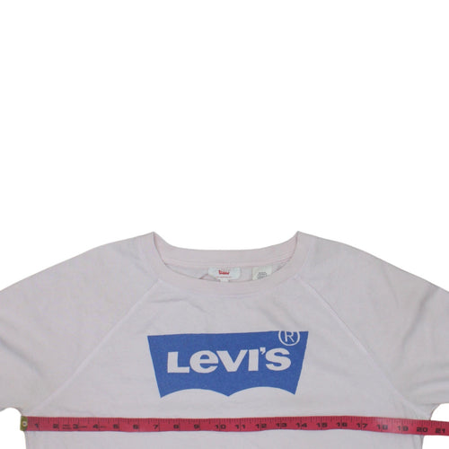 Levi's Womens Pink Sweatshirt Medium Crew Neck Logo Pullover