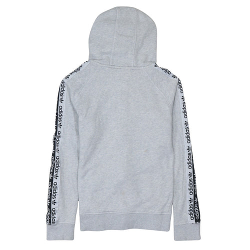 Adidas Women’s Grey Full Zip Hoodie Size 8 Classic Logo Hooded Sweatshirt