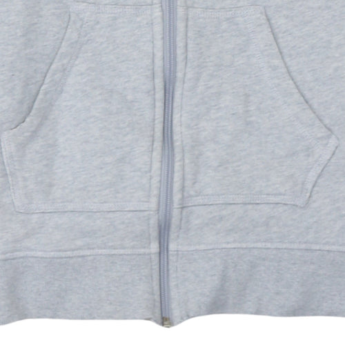 Adidas Women’s Grey Full Zip Hoodie Size 8 Classic Logo Hooded Sweatshirt