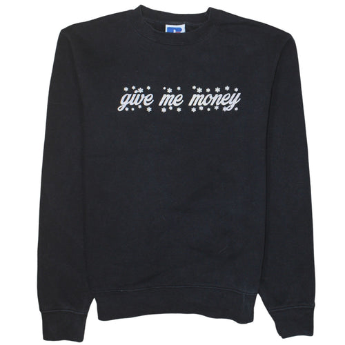 Russell Women Black S Pullover Sweatshirt Crew Neck Graphic Print
