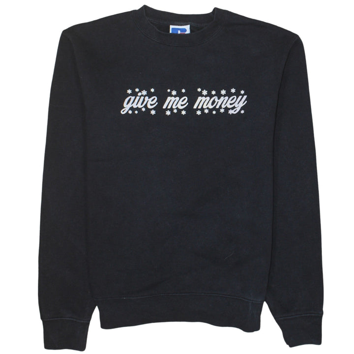 Russell Women Black S Pullover Sweatshirt Crew Neck Graphic Print