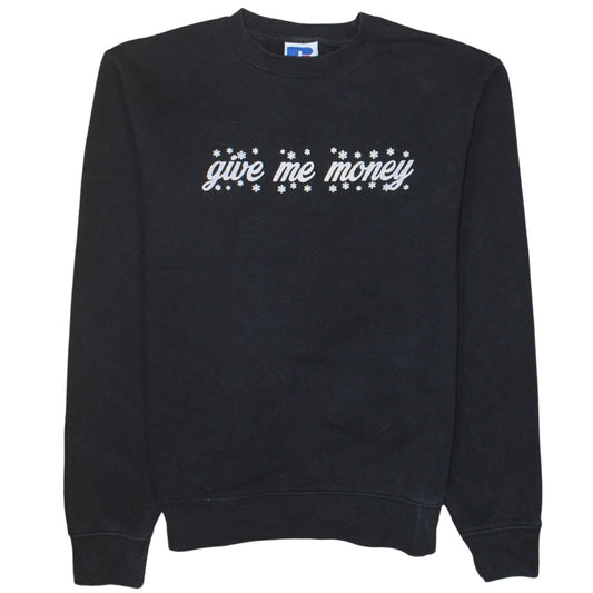 Russell Women Black S Pullover Sweatshirt Crew Neck Graphic Print
