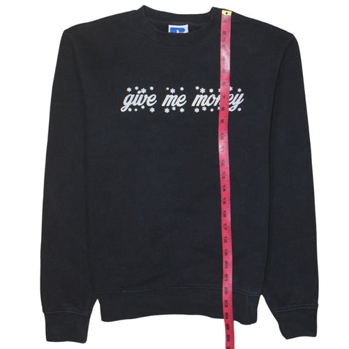 Russell Women Black S Pullover Sweatshirt Crew Neck Graphic Print