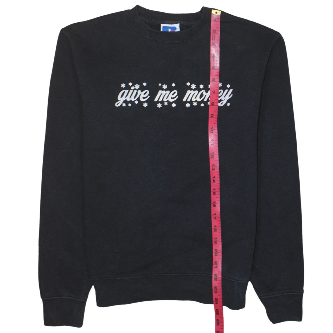 Russell Women Black S Pullover Sweatshirt Crew Neck Graphic Print