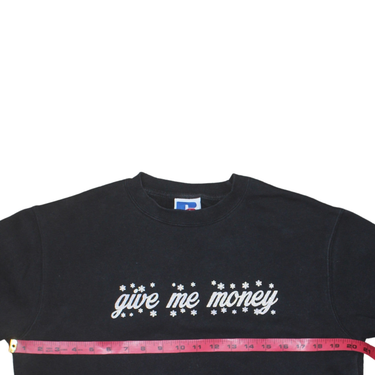 Russell Women Black S Pullover Sweatshirt Crew Neck Graphic Print