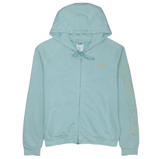 Adidas Women’s Blue Full Zip Hoodie Size M 12-14 Logo Print Casual